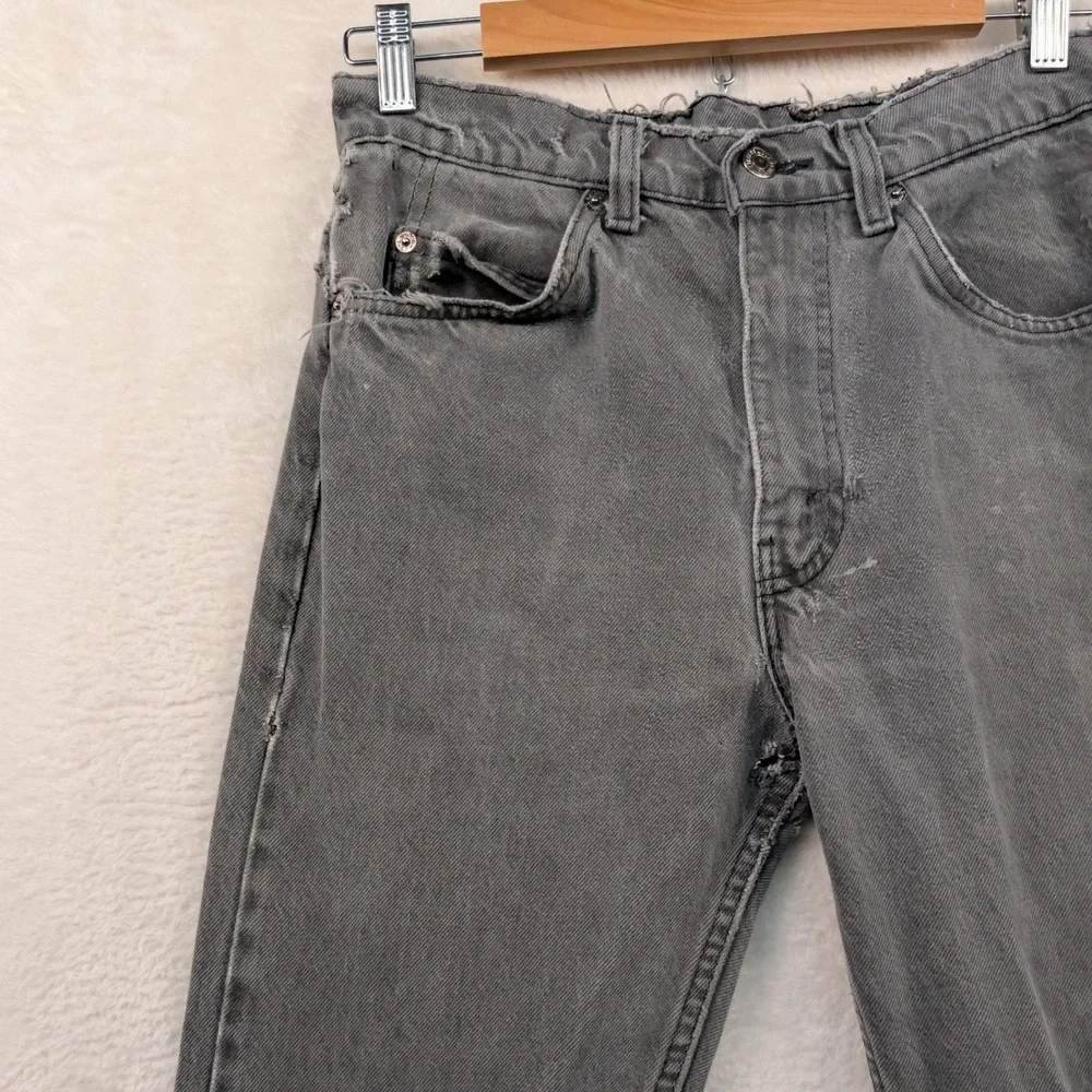 VTG Levi's 505 Jeans Mens 31x32 Gray Faded Black Tab Straight Leg Distressed 80s